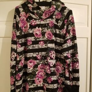 LuLaRoe 2XL Floral Stripe Amber Hoodie NWT